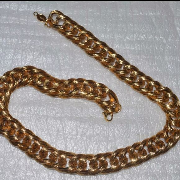 Vtg Designer Signed Napier Pat 4.774.743 Gold Tone Fancy Link Chain 16" Necklace - Picture 1 of 5